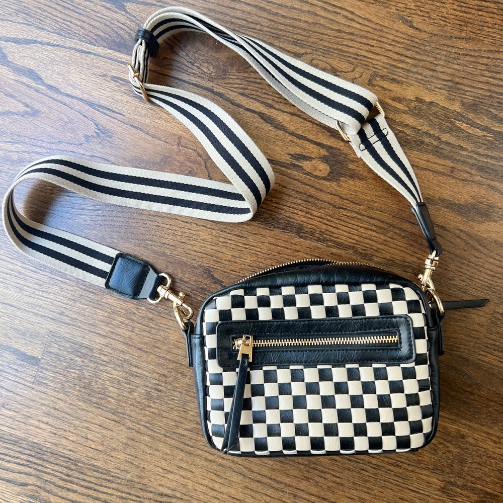 Checkered Black and White Women's Crossbody Bag